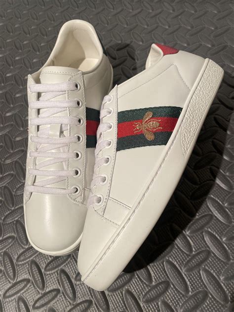 gucci platform sneakers on feet|Gucci ace bee embroidered sneakers.